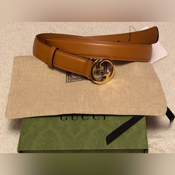 Bnwt Authentic Gucci Blondie cognac leather belt, size 95 - Picture 2 of 2